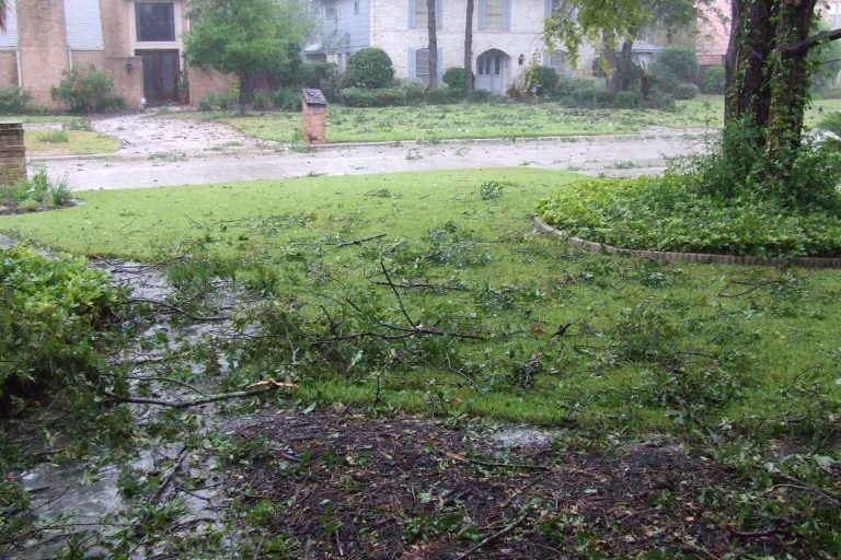 Debris on the ground after Hurricane Ike